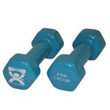 CanDo 10-0553-2 Vinyl Coated Dumbbell-4 lb-Light Blue-Pair