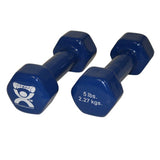 CanDo 10-0554-2 Vinyl Coated Dumbbell-5 lb-Blue-Pair