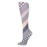 Celeste Stein Womens 18" Trouser Sock-Diagonal Dots Black
