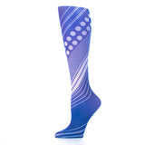 Celeste Stein Womens 18" Trouser Sock-Diagonal Dots Blue