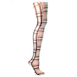 Celeste Stein Womens Tights-Queen-Nude Plaid