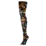 Celeste Stein Womens Tights-Queen-Prairie Flowers Black