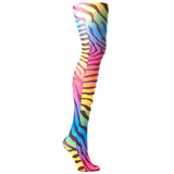 Celeste Stein Womens Tights-Queen-Rainbow Zebra
