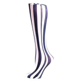 Celeste Stein Womens 10" Ankle Sock-Navy Stripes
