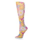 Celeste Stein Womens 10" Ankle Sock-Colorful Daisies