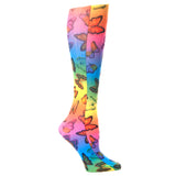 Celeste Stein Womens 10" Ankle Sock-Rainbow Butterflies
