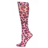 Celeste Stein Womens 15-20 mmHg Compression Sock-Pink Cheetah Heart