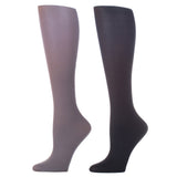 Celeste Stein Womens 15-20 mmHg Compression Sock-Grey Black (2 Pack)