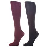 Celeste Stein Womens 15-20 mmHg Compression Sock-Purple Black (2 Pack)