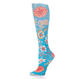 Celeste Stein Womens 8-15 mmHg Compression Sock-Prairie Flowers Blue