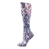 Celeste Stein 20-30 mmHg Compression Sock-Black White Vines & Roses