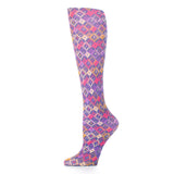 Celeste Stein Womens 20-30 mmHg Compression Sock-Purple Dot Matrix