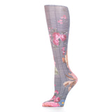 Celeste Stein Womens 20-30 mmHg Compression Sock-Flower Plaid