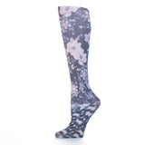 Celeste Stein Womens 20-30 mmHg Compression Sock-Climbing Roses White