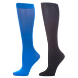 Celeste Stein Womens 8-15 mmHg Compression Sock-Royal Black (2 Pack)