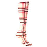 Celeste Stein Womens Compression Sock-Tan Brown Plaid