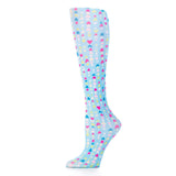 Celeste Stein Womens Compression Sock-Heartstrings Blue