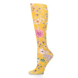 Celeste Stein Womens Compression Sock-Prairie Flowers Gold