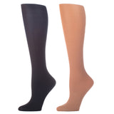 Celeste Stein Womens Compression Sock-Black & Nude (2 Pack)