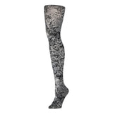 Celeste Stein Womens Tights-Black White Vines & Roses