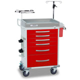 Detecto RC333369RED-L Loaded Rescue ER Medical Cart-6 Red Drawers