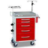 Detecto RC33669RED-L Loaded Rescue ER Medical Cart-5 Red Drawers