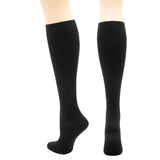 Mobius Wellness 20-30 mmHg Microfiber Knee High Soft Top Stockings-Black-Large