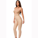 Isavela GR07 High Waist Girdle with Zippers-Ankle Length-2XL-Beige