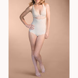 Marena FBA Panty-Length Girdle w/ Padded Zipper & Suspenders-XS-Beige