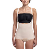 Marena FBA Stage 2 Panty-Length Girdle w/ Padded Zipper & Suspenders-2XL-Beige