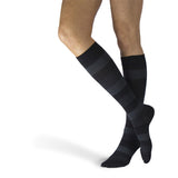 SIGVARIS 143C Womens Microfiber Shades Calf High-Size A-Onyx Stripe