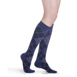 SIGVARIS 143C Womens Microfiber Shades Calf High-Size A-Purple Argyle