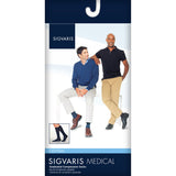 SIGVARIS 233CMG Mens Cotton Calf High w/ Grip Top-Large Long-Black