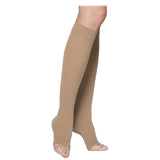 SIGVARIS 233CO Cotton Open Toe Calf High Socks-Large Long-Light Beige