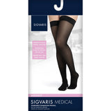 SIGVARIS 752N Womens Midsheer Thigh High Socks-Large Long-Black