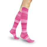 SIGVARIS 832CW Womens Microfiber Shades Calf High-Lge Long-Pink Stripe