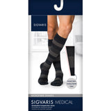 SIGVARIS 832CM Mens Microfiber Shades Calf High-Lge Short-Onyx Stripe