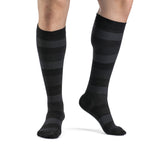 SIGVARIS 832CM Mens Microfiber Shades Calf High-Lge Short-Onyx Stripe