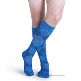 SIGVARIS 832CM Microfiber Shades Calf High-Lge Short-Royal Blue Argyle