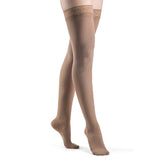 SIGVARIS 841N Womens Soft Opaque Thigh High Socks-Large Long-Pecan