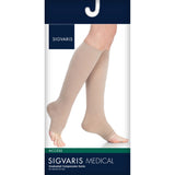 SIGVARIS 971CO Access Open Toe Calf High Socks-Large Long-Light Beige