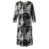 Silverts SV21110 Elegant Open Back Dress for Women-Black Abstract-Large