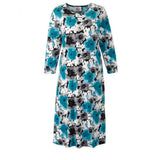 Silverts SV21110 Elegant Open Back Dress for Women-Teal Flower-Extra Large