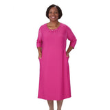 Silverts SV21120 Womens Beautiful Open-Back Dress-Fuschia-Medium