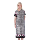 Silverts SV21130 Stylish Open-Back Dress for Women-Pink Flower-Extra Large