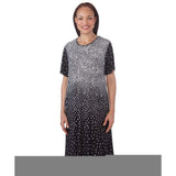 Silverts SV21200 Flowy Short Sleeve Adaptive Open Back Dress-White Dots-XL