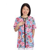 Silverts SV22020 Attractive Open-Back Spring Print Adaptive Top-Blue-Flower-Med