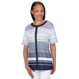 Silverts SV22070 Womens Casual Elegant Open Back Adaptive Top-Blue-Large