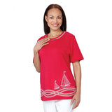 Silverts SV22080 Nautical Open Back Adaptive Top-Red-Small
