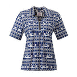 Silverts SV22660 Womens Adaptive Zippered Neck Open-Back Top-Cobalt Print-Small